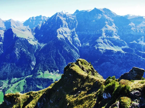 Sarp Yamaçları Dağ Dağ Silsilesi Glarus Alps Glarus Sviçre Nuschenstock — Stok fotoğraf