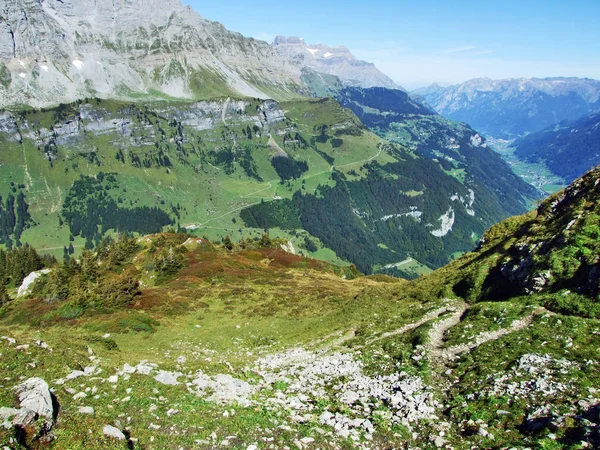 Herfst Graslanden Alpine Pieken Fisetengrat Chamerstock Kantons Uri Glarus Switzerland — Stockfoto