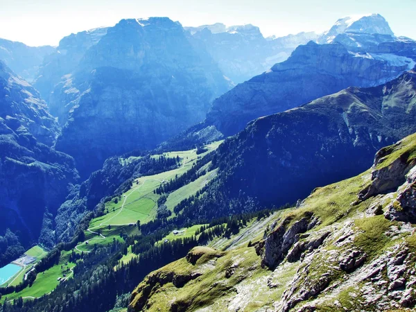 Panoramas Des Sommets Alpins Fisetengrat Chamerstock Cantons Uri Glarus Suisse — Photo