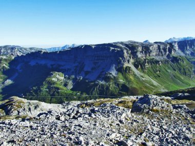 Kayalar ve üst Clariden ve alp Vadisi Urner Boden - Canton Uri, İsviçre altında taşlar