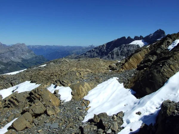 Felsen Und Steine Unter Dem Gipfel Des Clariden Und Alpental — Stockfoto