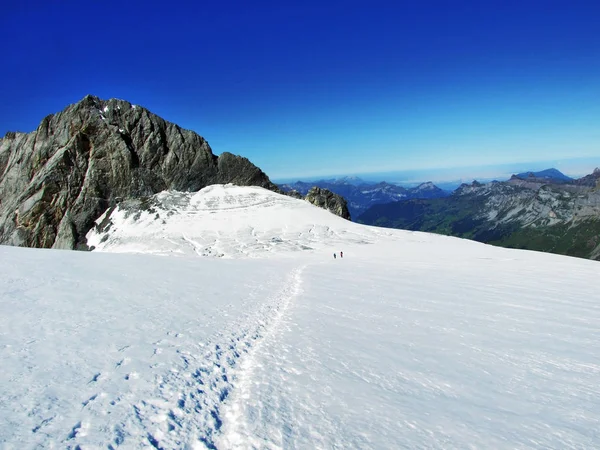 Felsgipfel Chammliberg Der Sich Aus Den Umliegenden Gletschern Erhebt Kanton — Stockfoto