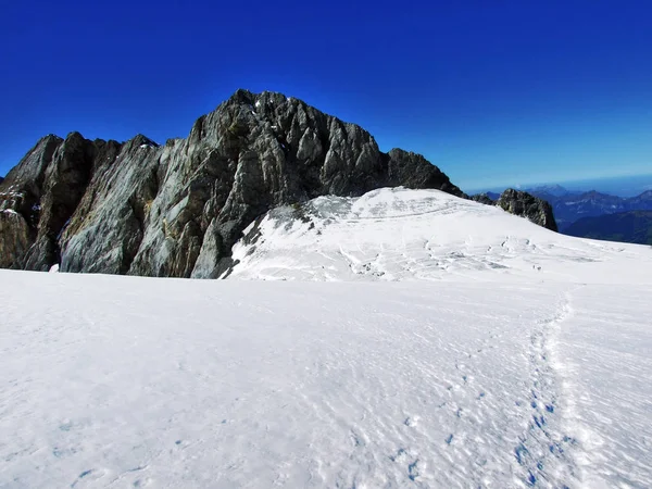 Rocky Alpine Peak Chammliberg Emerging Surrounding Glaciers Canton Uri Switzerland — Stock Photo, Image