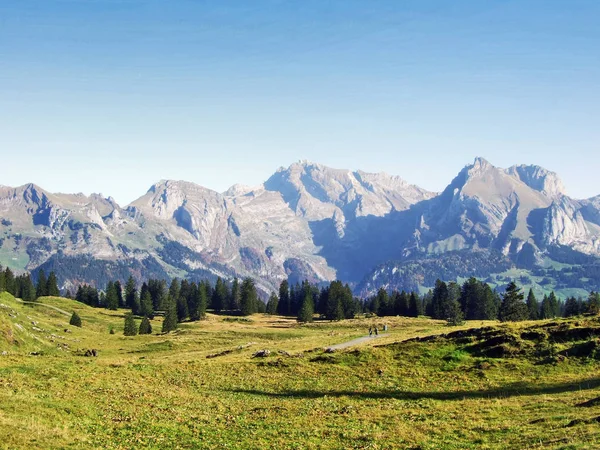 Uitzicht Bergketen Alpstein Van Bergketen Churfirsten Kanton Gallen Zwitserland — Stockfoto