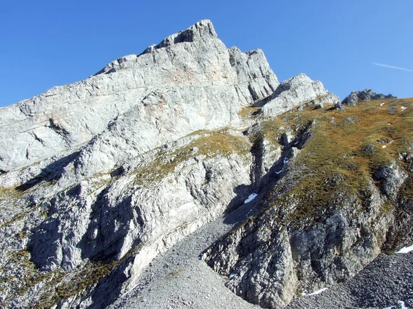 Rocky Пік Brisi Churfirsten Гірського Хребта Кантону Санкт Галлен Швейцарія — стокове фото