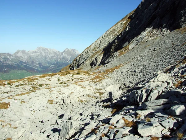 Rotsachtige Vallei Frumseltal Churfirsten Bergketen Kanton Gallen Zwitserland — Stockfoto