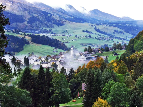 Wildhaus Villaggio Nella Regione Toggenburg Nella Valle Del Fiume Thur — Foto Stock