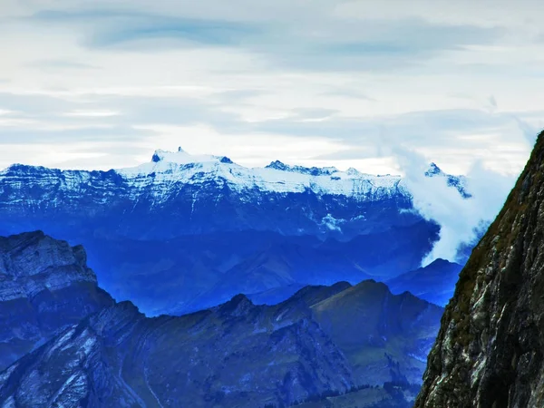 Irreális Kilátás Tetején Wildhuser Schofberg Alpstein Hegység Gallen Kanton Svájc — Stock Fotó