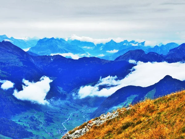 Unrealistic Views Top Wildhuser Schofberg Alpstein Mountain Range Canton Gallen — Stock Photo, Image