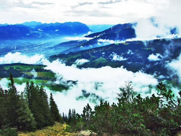 Herbstfarben Den Wäldern Des Alpsteingebirges Und Des Thur Flusstals Kanton — Stockfoto