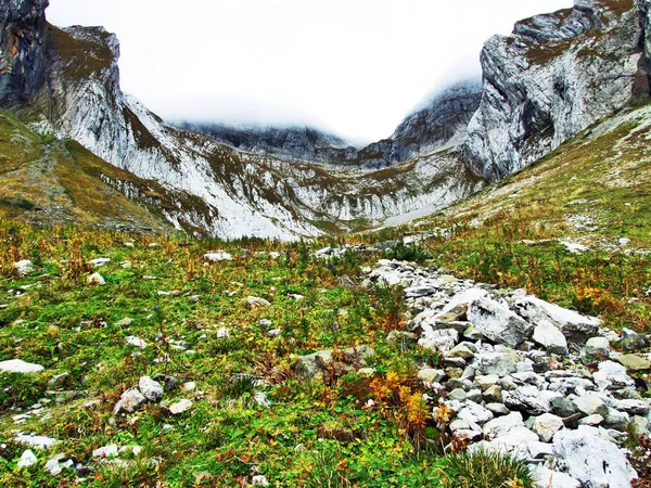 Pedras Rochas Maciço Montanhoso Alpstein Cantão Gallen Suíça — Fotografia de Stock