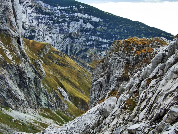 Pietrele Stâncile Din Masivul Muntos Alpstein Cantonul Gallen Elveția — Fotografie, imagine de stoc