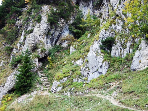 Kövek Sziklák Hegység Massif Alpstein Gallen Kanton Svájc — Stock Fotó