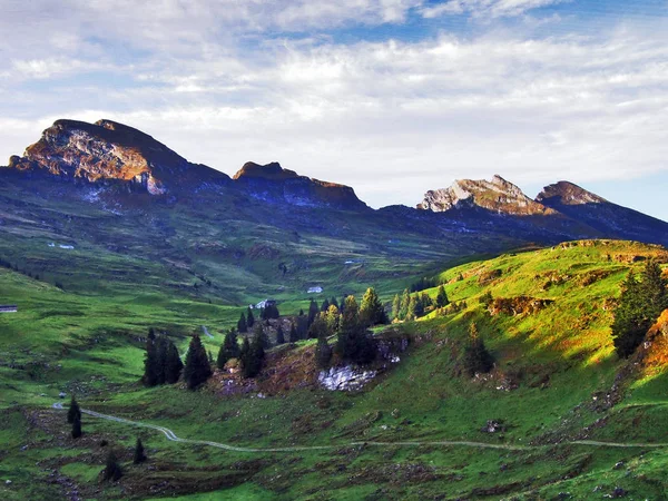 Szczyty Alp Łańcuchu Górskie Churfirsten Między Thur Dolinę Rzeki Jeziora — Zdjęcie stockowe