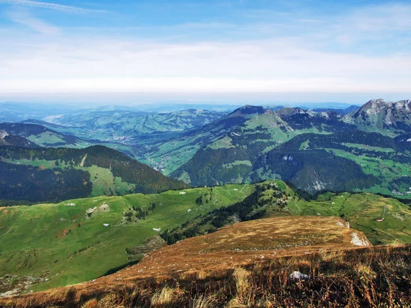 Panoramic View Top Selun Churfirsten Mountain Range Canton Gallen Switzerland — Stock Photo, Image