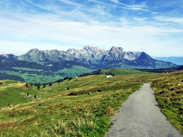 Sonbahar Otlak Dağ Churfirsten Canton Gallen Sviçre Altında Plato Üzerinde — Stok fotoğraf