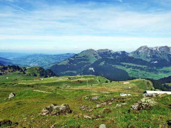 Herfst Weiden Heuvels Het Plateau Onder Bergketens Churfirsten Kanton Gallen — Stockfoto
