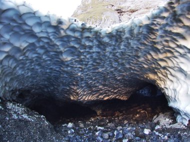 The remains of glacier under the top of Glarnisch by Lake Klontalersee - Canton of Glarus, Switzerland