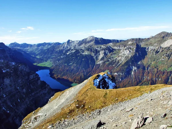 Panoramisch Uitzicht Vanaf Top Van Vorder Glarnisch Glarner Alpen Bergketen — Stockfoto