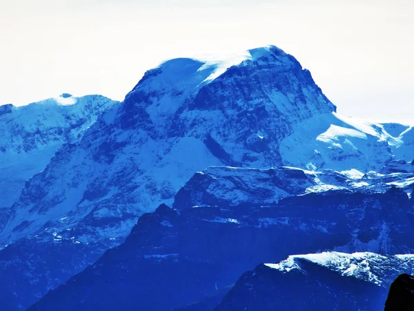 Panoramic View Top Vorder Glarnisch Glarus Alps Mountain Range Canton — Stock Fotó