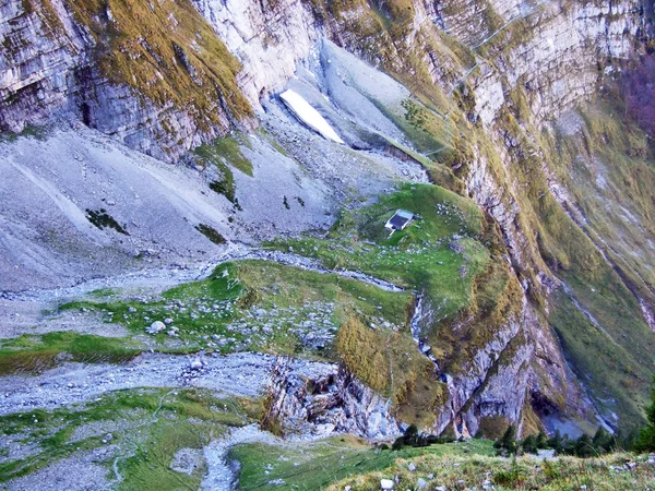 Rochas Pedras Das Montanhas Glarnisch Vorder Glarnisch Acima Lago Klontalersee — Fotografia de Stock