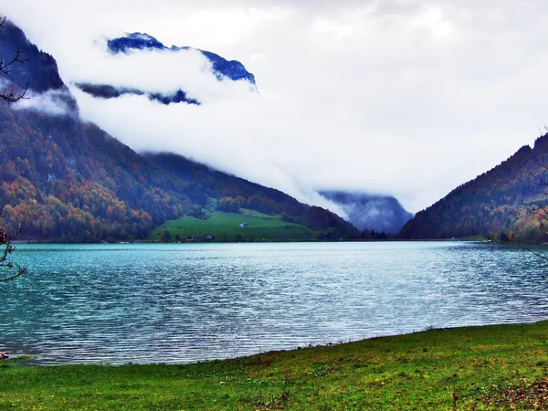 Lago Alpino Klontalersee Vale Klontal Cordilheira Glarus Alps Cantão Glarus — Fotografia de Stock