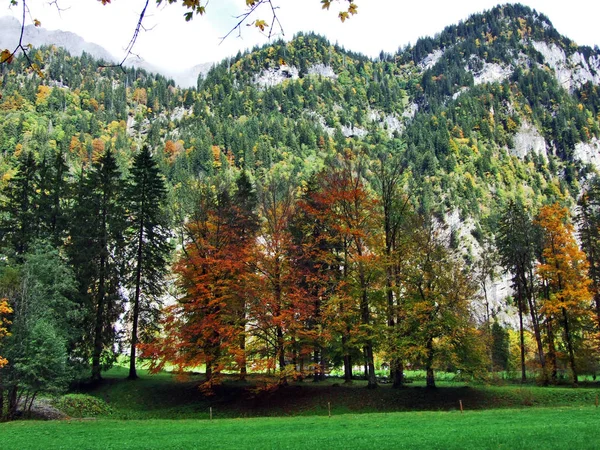 Rocky Peak Sulzberg Glarus Alps Mountain Range Lake Klontalersee Canton — ストック写真