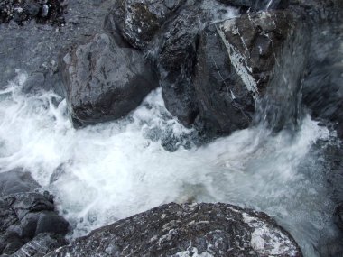 Mevsimsel spates ve kolları Klontalersee Gölü - Canton Glarus, İsviçre
