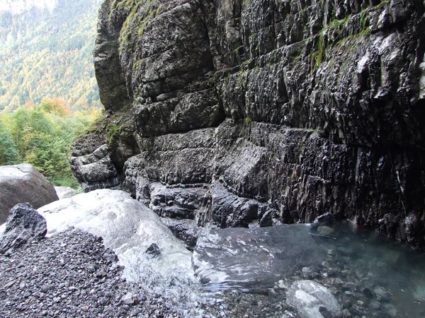 Périodes Saisonnières Affluents Lac Klontalersee Canton Glarus Suisse — Photo