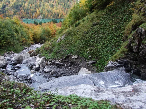 Mevsimsel Spates Kolları Klontalersee Gölü Canton Glarus Sviçre — Stok fotoğraf