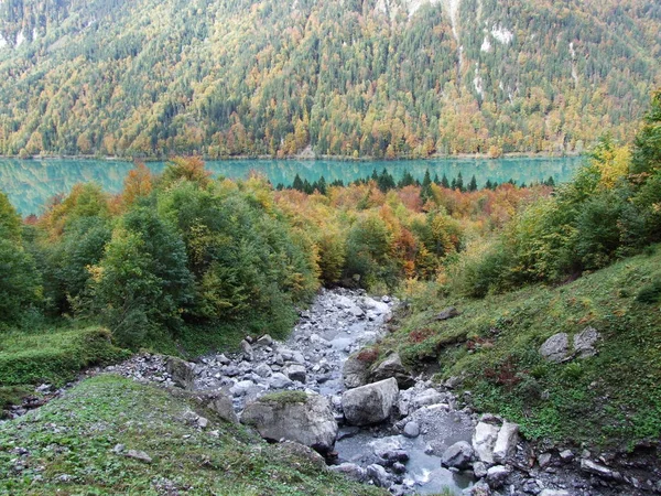 Mevsimsel Spates Kolları Klontalersee Gölü Canton Glarus Sviçre — Stok fotoğraf