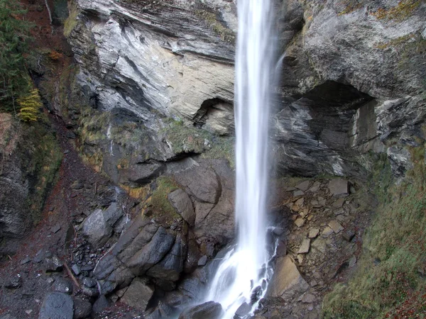 Cachoeira Berschnerfall Vale Seeztal Riacho Berschnerbach Cantão Gallen Suíça — Fotografia de Stock
