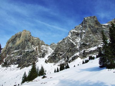 Alvier ilk kar grup dağ silsilesi - Canton St. Gallen, İsviçre