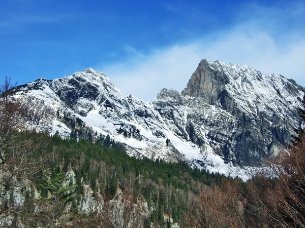 First Snow Alvier Group Mountain Range Canton Gallen Switzerland — Stock Photo, Image
