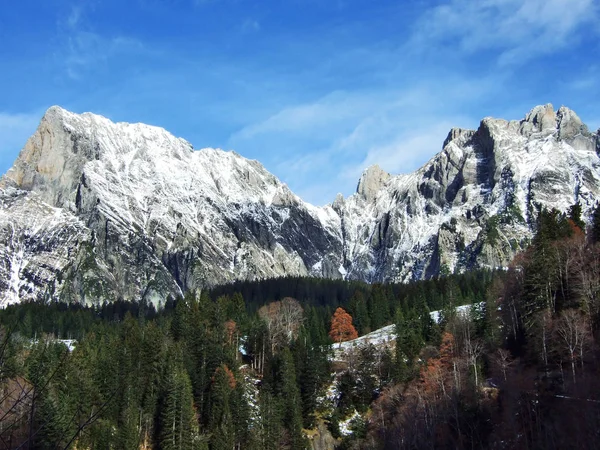 First Snow Alvier Group Mountain Range Canton Gallen Switzerland — Stock Photo, Image