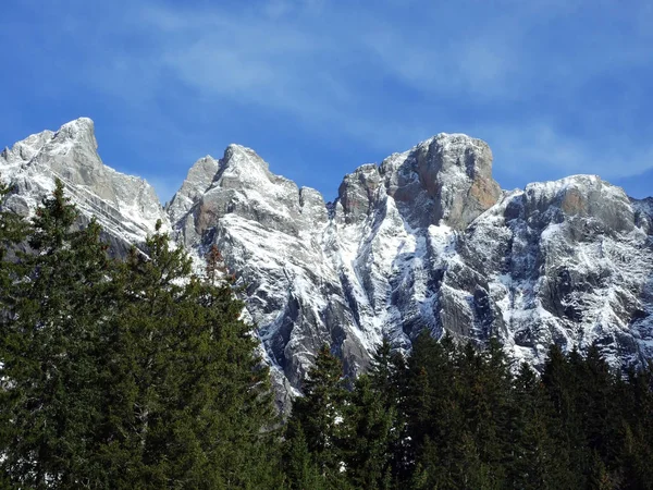 First Snow Alvier Group Mountain Range Canton Gallen Switzerland — Stock Photo, Image