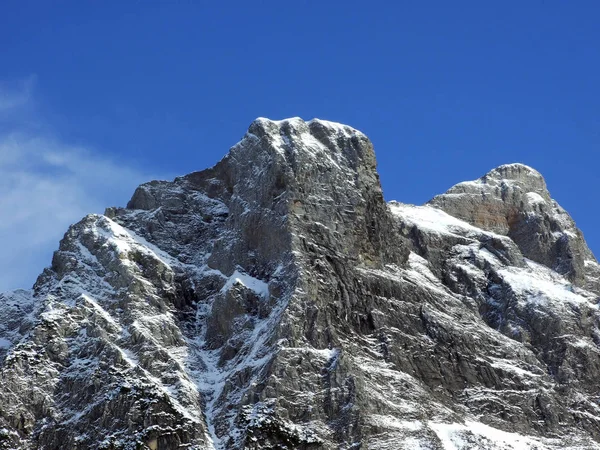 Eerste Sneeuw Alvier Groep Bergketen Kanton Gallen Zwitserland — Stockfoto