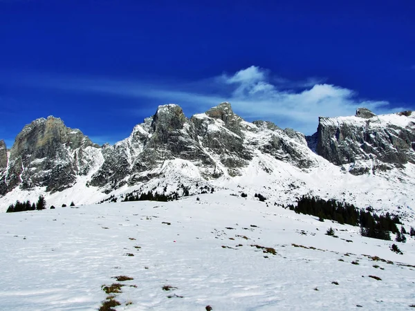 Eerste Sneeuw Alvier Groep Bergketen Kanton Gallen Zwitserland — Stockfoto