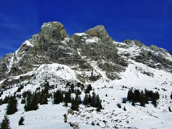阿尔维耶群山脉上的第一场雪 瑞士圣加仑州 — 图库照片