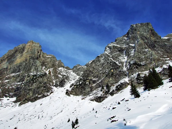 Первый Снег Горном Хребте Альвье Кантон Санкт Галлен Швейцария — стоковое фото