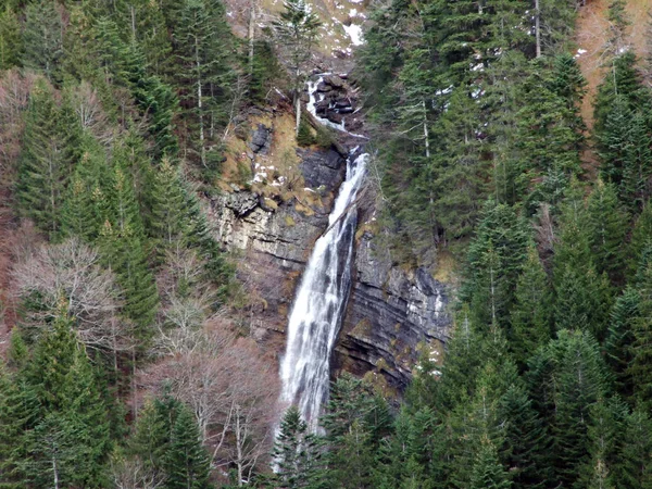 Wodospady Kaskady Potoku Berschnerbach Jej Dopływów Kantonu Gallen Szwajcaria — Zdjęcie stockowe