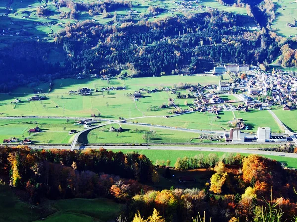 Flums Settlement River Seez Valley Seeztal Valley Canton Gallen Suíça — Fotografia de Stock