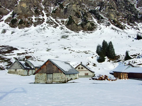 Una Atmósfera Finales Otoño Pastos Granjas Valle Del Río Seez —  Fotos de Stock