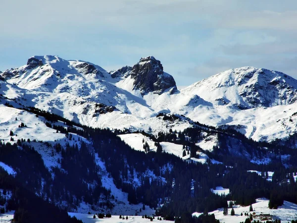 Зима Снег Альпийских Вершинах Горном Массиве Гларус Альпы Кантон Санкт — стоковое фото