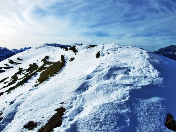 Prima Neve Sulla Catena Montuosa Del Gruppo Alvier Canton San — Foto Stock