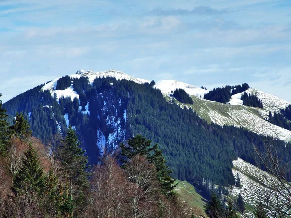 Vista Montaña Kronberg Desde Paso Schwagalp Cantón Appenzell Innerrhoden Suiza — Foto de Stock