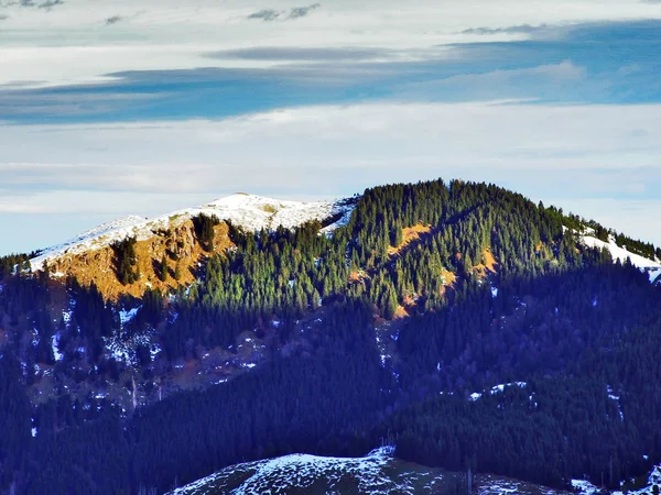 Vista Montaña Kronberg Desde Paso Schwagalp Cantón Appenzell Innerrhoden Suiza — Foto de Stock