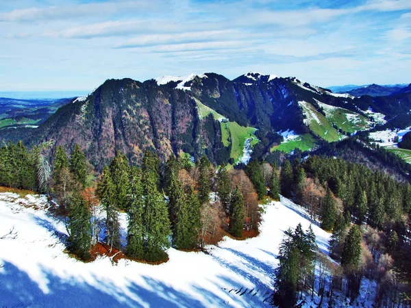 View Kronberg Mountain Schwagalp Pass Кантон Аппенцелль Иннерроден Швейцария — стоковое фото