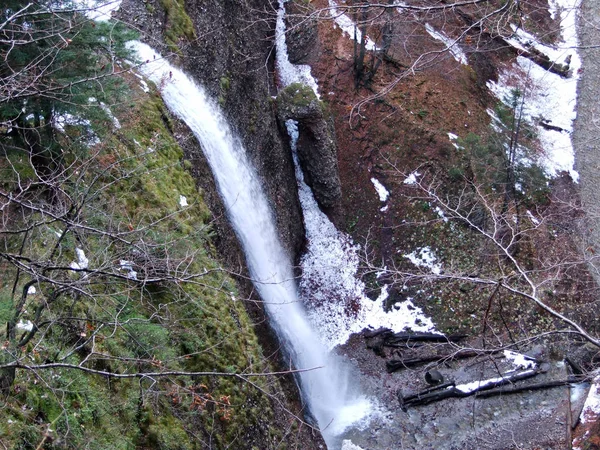 Watervallen Schwagalp Regio Canyon Ofenloch Kanton Gallen Zwitserland — Stockfoto