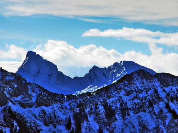 Alpine Piek Schwarzchopf Obertoggenburg Regio Kanton Gallen Zwitserland — Stockfoto